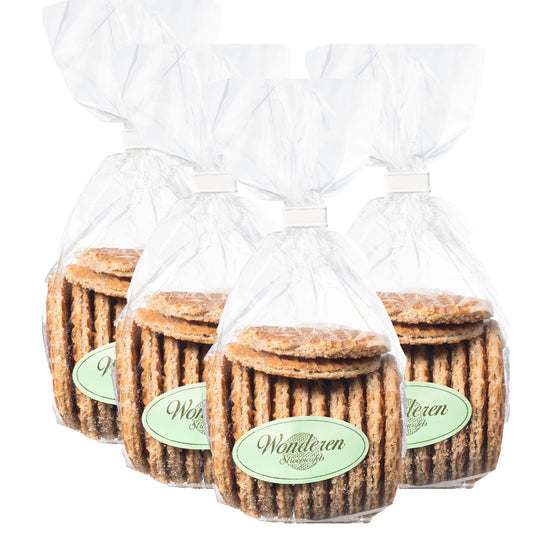Four Wonderen Bundle 4x Stroopwafel 12 mini pack with a green label on them.