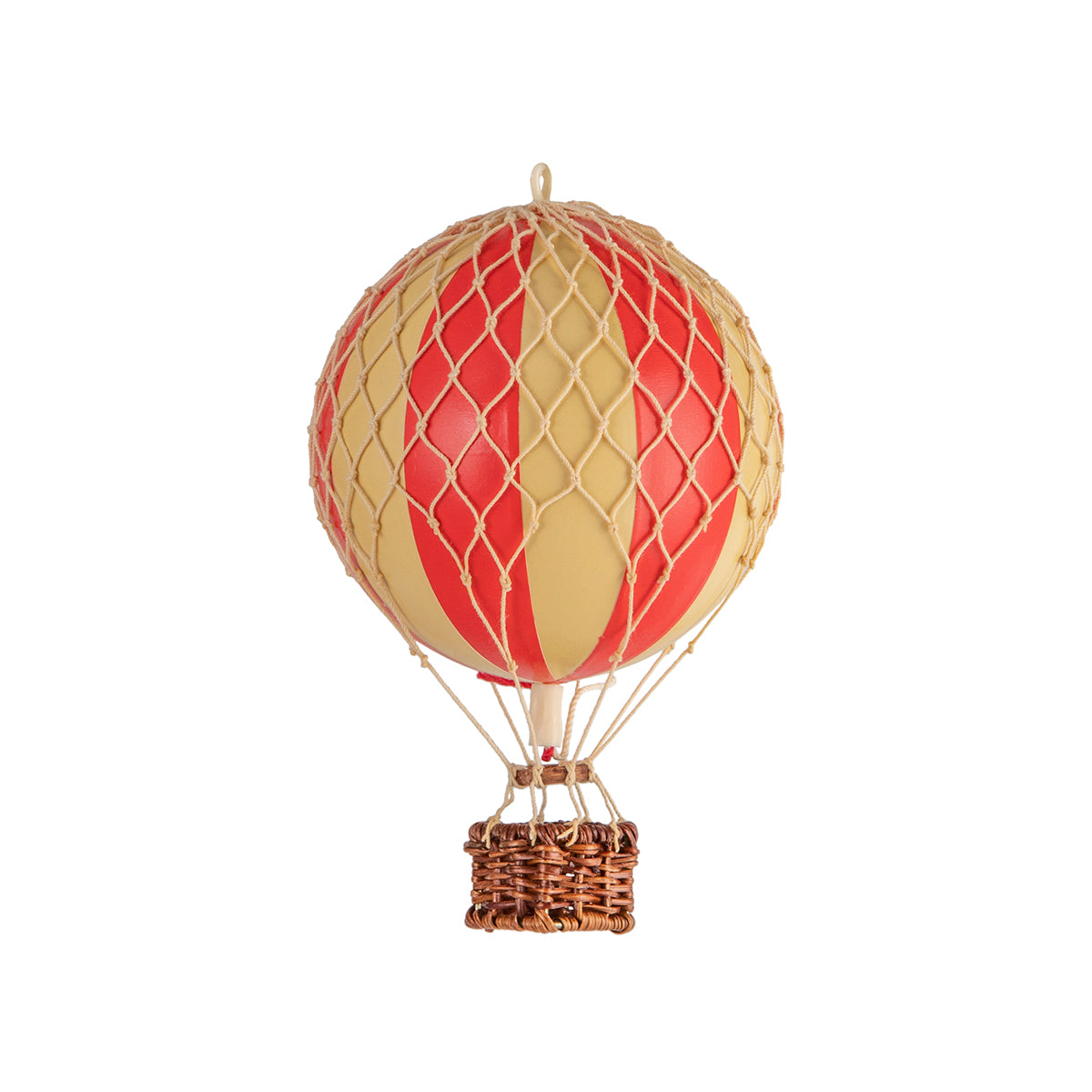 A Wonderen Extra Small Hot Air Balloon - Floating The Skies ornament adorned with a wicker basket, perfect for embarking on an adventure.