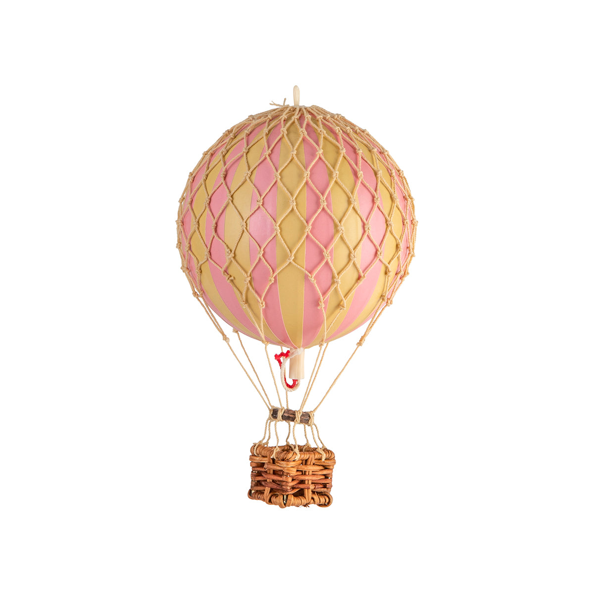A whimsical journey featuring a Wonderen Extra Small Hot Air Balloon - Floating The Skies by Wonderen Stroopwafels floating against a serene white background.