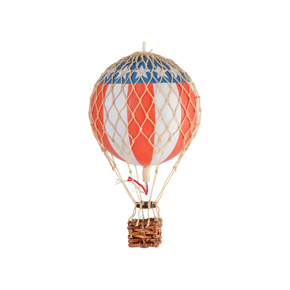 A whimsical journey with a Wonderen Extra Small Hot Air Balloon - Floating The Skies by Wonderen Stroopwafels on a white background.