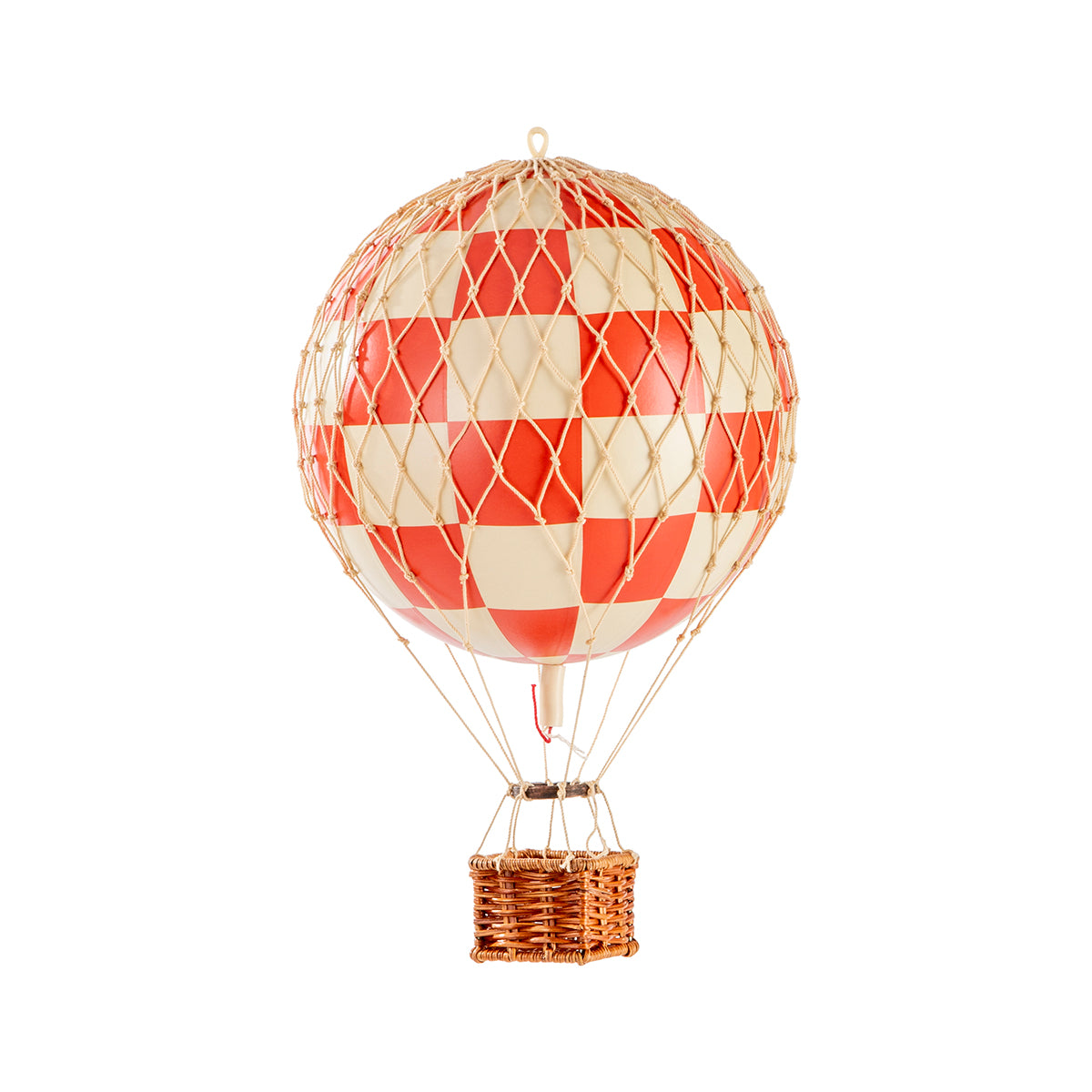 A quirky Wonderen Small Hot Air Balloon - Travels Light hot air balloon floating on a white background.