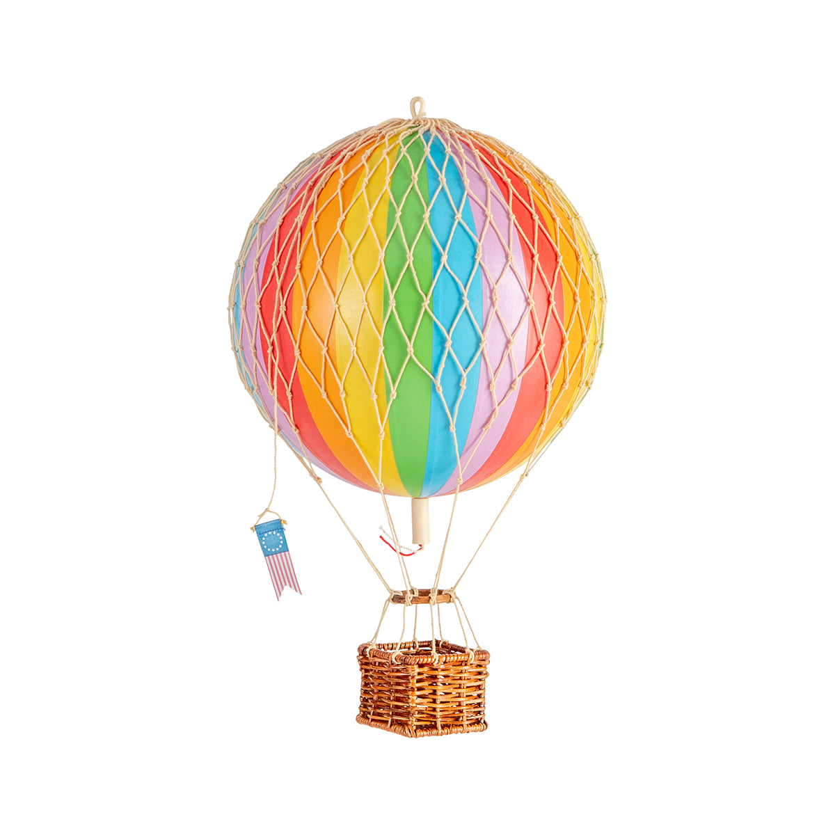 A quirky Wonderen Small Hot Air Balloon - Travels Light with a basket, infused with colorful science.