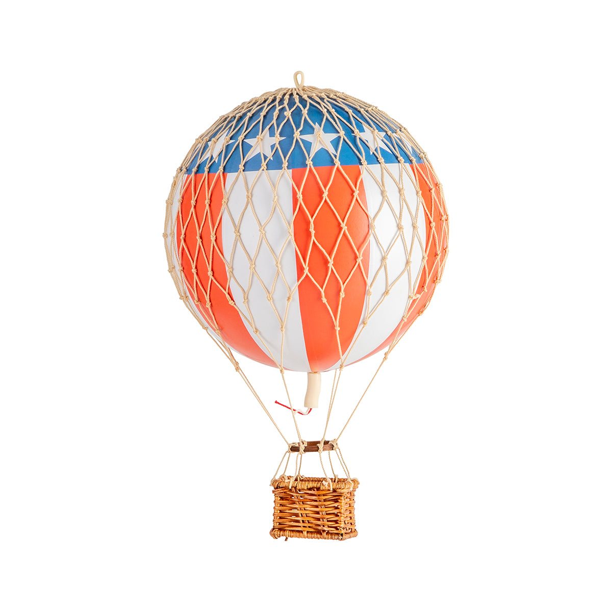 A quirky Wonderen Small Hot Air Balloon - Travels Light, proudly displaying an American flag.