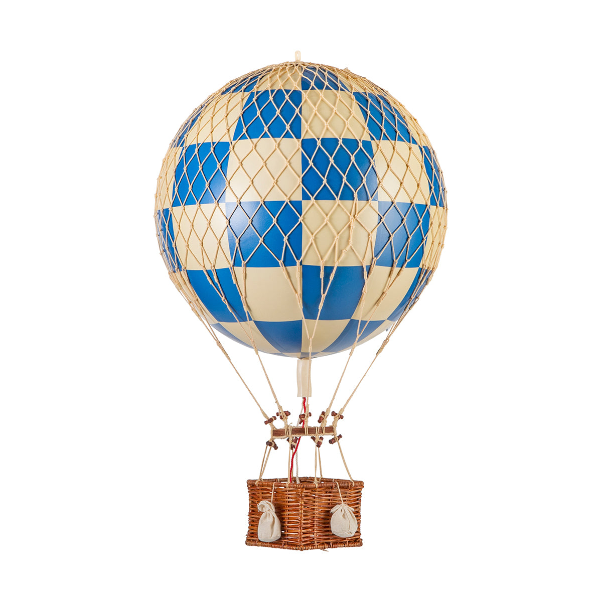 Embark on a breathtaking journey in the Wonderen Medium Hot Air Balloon - Royal Aero, ascending to new heights for a unique perspective. The mesmerizing blue and white balloon from Wonderen Stroopwafels comes with a charming basket for an unforgettable experience.