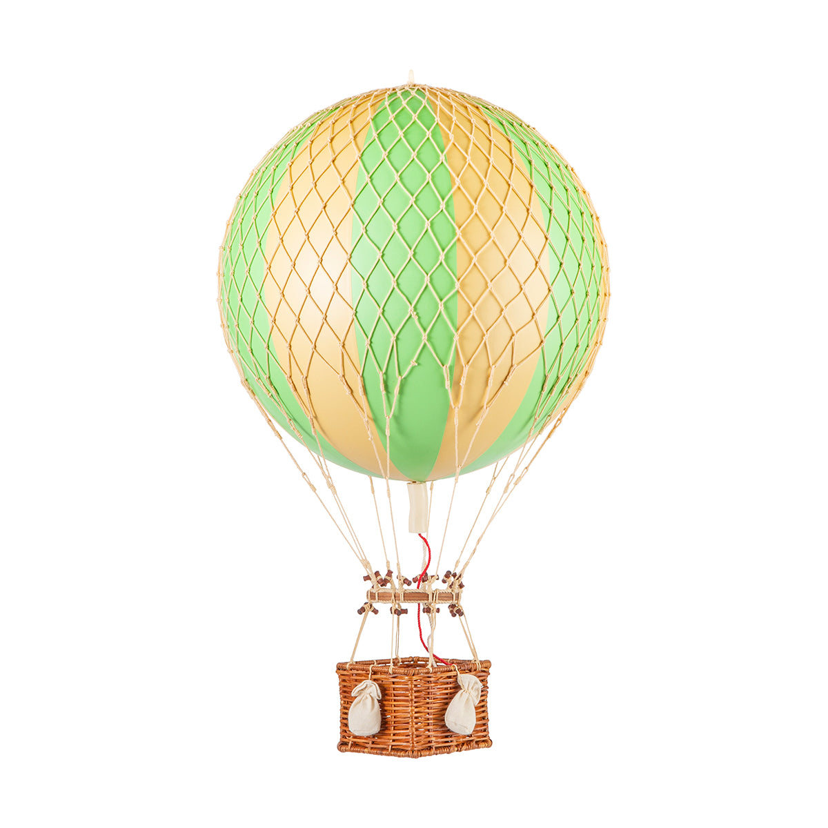 Experience a Wonderen Medium Hot Air Balloon - Royal Aero ride like no other as you soar to new heights in a green and yellow balloon with a wicker basket. Get ready to embrace a unique perspective of the world from above.