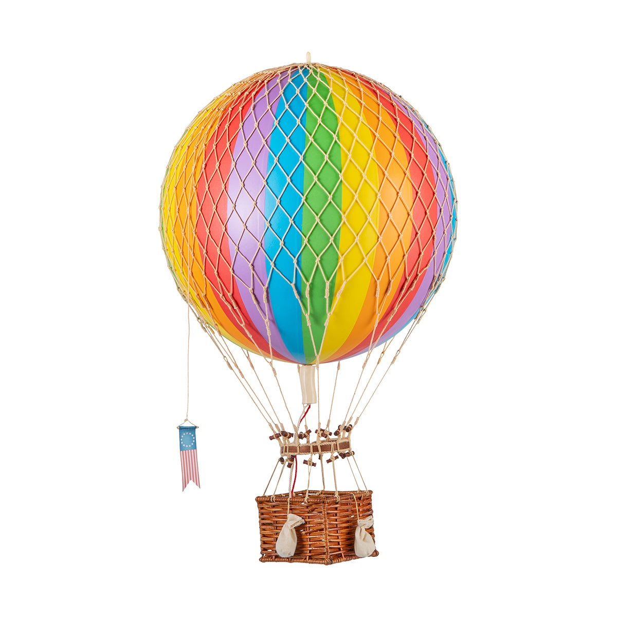 A Wonderen Medium Hot Air Balloon - Royal Aero, soaring to new heights, showcases a unique perspective against a white background.