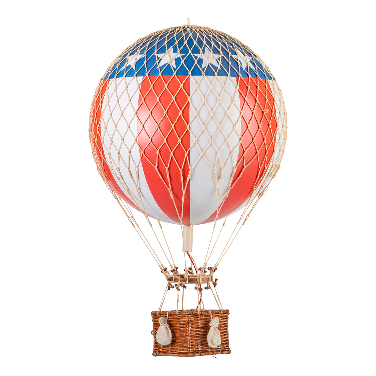A unique perspective on a Wonderen Medium Hot Air Balloon adorned with stars and stripes, soaring to new heights.